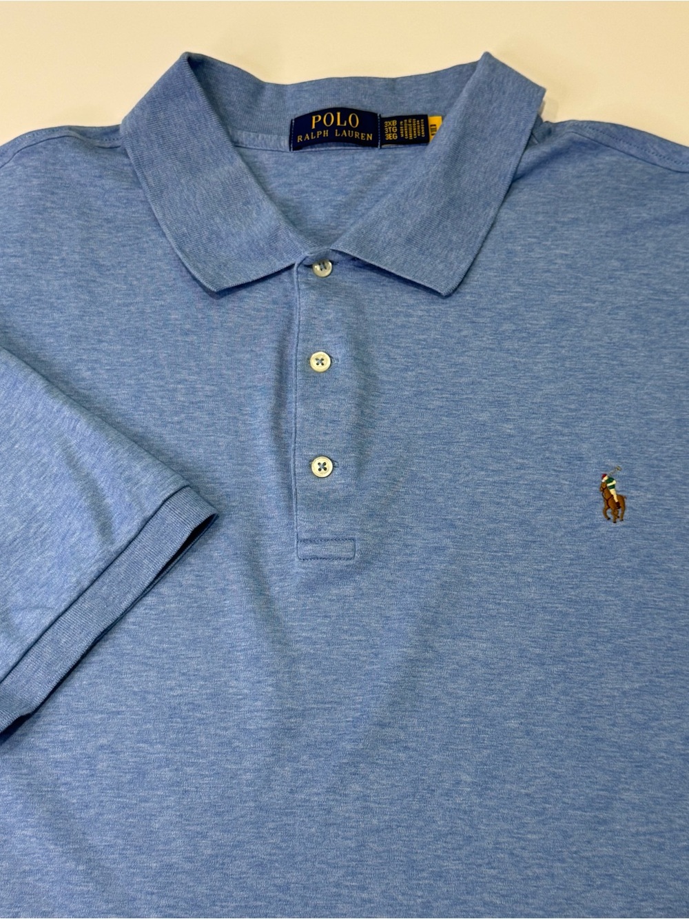 Polo Ralph Lauren Men's 3XB Short Sleeve Polo Blue Flesh Pony Resortwear Golf